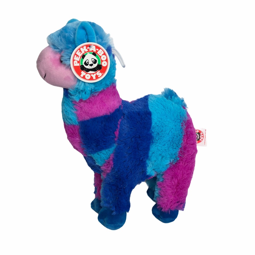 Peek-A-Boo Toys Dolly Llama Rainbow 15" Plush Stuffed Animal Blue Purple NWT